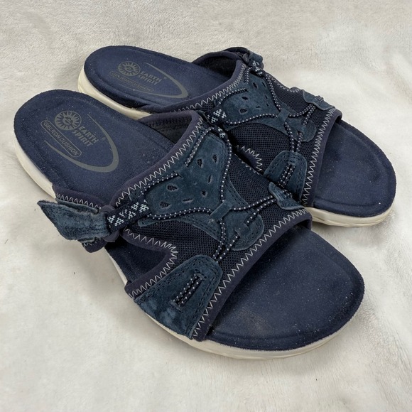 Earth Spirit Slide Sandals‎ Gelron Cushion Comfort Casual Blue Size 8 - Picture 1 of 13